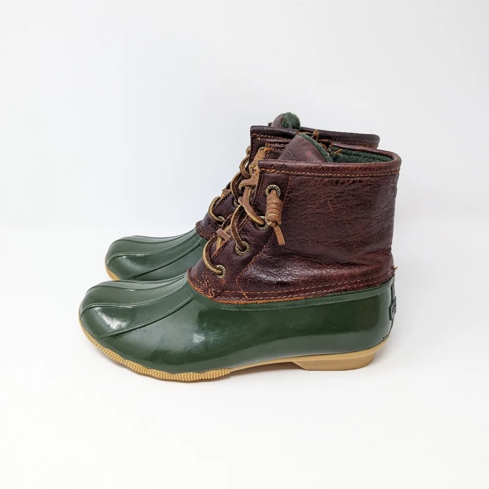Sperry saltwater duck boot‎ green and brown size 6.5 insulated winter boot